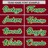 Custom Crimson Gold and Kelly Green Raglan Sleeves Authentic Baseball Jersey