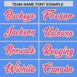 Custom Powder Blue Gold and Pink Raglan Sleeves Authentic Baseball Jersey