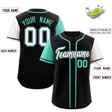 Custom Black Bright Green and White Raglan Sleeves Authentic Baseball Jersey