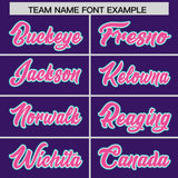 Custom Purple Aqua and Pink Raglan Sleeves Authentic Baseball Jersey