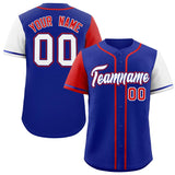 Custom Royal Red and White Raglan Sleeves Authentic Baseball Jersey