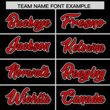 Custom Black Red and White Raglan Sleeves Authentic Baseball Jersey