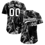 Custom Black Fumes Graffiti Pattern Authentic Baseball Jersey