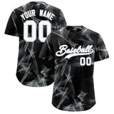 Custom Black Fumes Graffiti Pattern Authentic Baseball Jersey