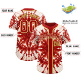 Custom Red Tie-Dye Graffiti Pattern Authentic Baseball Jersey