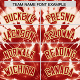 Custom Red Tie-Dye Graffiti Pattern Authentic Baseball Jersey