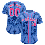 Custom Light Blue Tie-Dye Graffiti Pattern Authentic Baseball Jersey