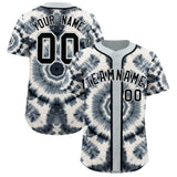 Custom Silver Tie-Dye Graffiti Pattern Authentic Baseball Jersey