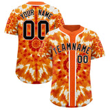 Custom Orange Tie-Dye Graffiti Pattern Authentic Baseball Jersey