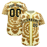 Custom Cream Tie-Dye Graffiti Pattern Authentic Baseball Jersey