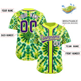 Custom Fluorescent Green Tie-Dye Graffiti Pattern Authentic Baseball Jersey