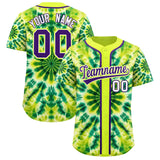 Custom Fluorescent Green Tie-Dye Graffiti Pattern Authentic Baseball Jersey