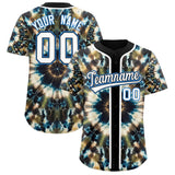 Custom Black Tie-Dye Graffiti Pattern Authentic Baseball Jersey