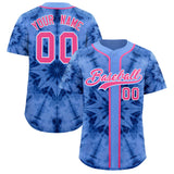 Custom Light Blue Tie-Dye Graffiti Pattern Authentic Baseball Jersey