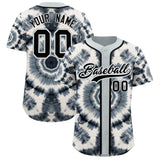 Custom Silver Tie-Dye Graffiti Pattern Authentic Baseball Jersey