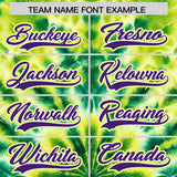 Custom Fluorescent Green Tie-Dye Graffiti Pattern Authentic Baseball Jersey