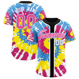 Custom Black Tie-Dye Graffiti Pattern Authentic Baseball Jersey