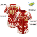 Custom Red Tie-Dye Graffiti Pattern Authentic Baseball Jersey
