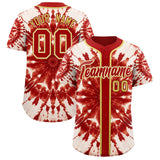 Custom Red Tie-Dye Graffiti Pattern Authentic Baseball Jersey