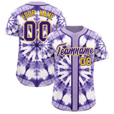 Custom Light Purple Tie-Dye Graffiti Pattern Authentic Baseball Jersey