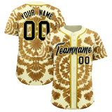 Custom Cream Tie-Dye Graffiti Pattern Authentic Baseball Jersey