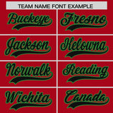 Custom Red Kelly Green Baroque Style Personalized Baseball Jersey