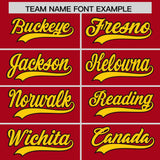 Custom Red Gold Baroque Style Personalized Baseball Jersey