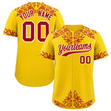 Custom Gold Red Baroque Style Personalized Baseball Jersey