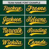 Custom Green Gold Baroque Style Personalized Baseball Jersey