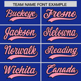 Custom Royal Light Pink Baroque Style Personalized Baseball Jersey