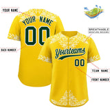 Custom Gold White Baroque Style Personalized Baseball Jersey