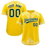 Custom Gold White Baroque Style Personalized Baseball Jersey