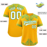 Custom Yellow Bright Green Baroque Style Personalized Baseball Jersey