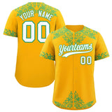 Custom Yellow Bright Green Baroque Style Personalized Baseball Jersey