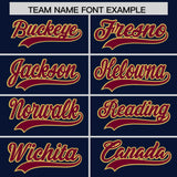 Custom Navy Old Gold Baroque Style Personalized Baseball Jersey