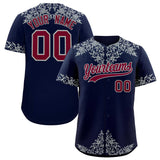 Custom Navy Silver Baroque Style Personalized Baseball Jersey