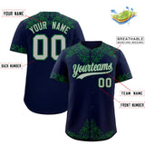 Custom Navy Kelly Green Baroque Style Personalized Baseball Jersey