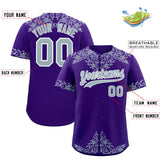 Custom Purple Silver Baroque Style Personalized Baseball Jersey