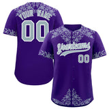 Custom Purple Silver Baroque Style Personalized Baseball Jersey