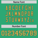 Custom Bright Green Old Gold Baroque Style Personalized Baseball Jersey