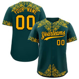 Custom Midnight Green Gold Baroque Style Personalized Baseball Jersey