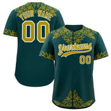 Custom Midnight Green Old Gold Baroque Style Personalized Baseball Jersey