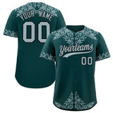 Custom Midnight Green Silver Baroque Style Personalized Baseball Jersey