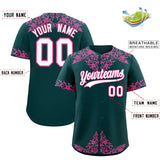 Custom Midnight Green Pink Baroque Style Personalized Baseball Jersey