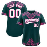 Custom Midnight Green Pink Baroque Style Personalized Baseball Jersey