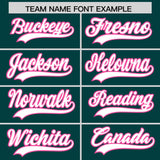 Custom Midnight Green Pink Baroque Style Personalized Baseball Jersey