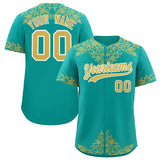 Custom Aqua Old Gold Baroque Style Personalized Baseball Jersey