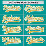 Custom Aqua Old Gold Baroque Style Personalized Baseball Jersey