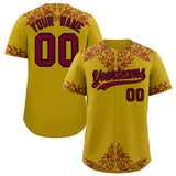 Custom Old Gold Crimson Baroque Style Personalized Baseball Jersey