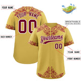 Custom Old Gold Crimson Baroque Style Personalized Baseball Jersey